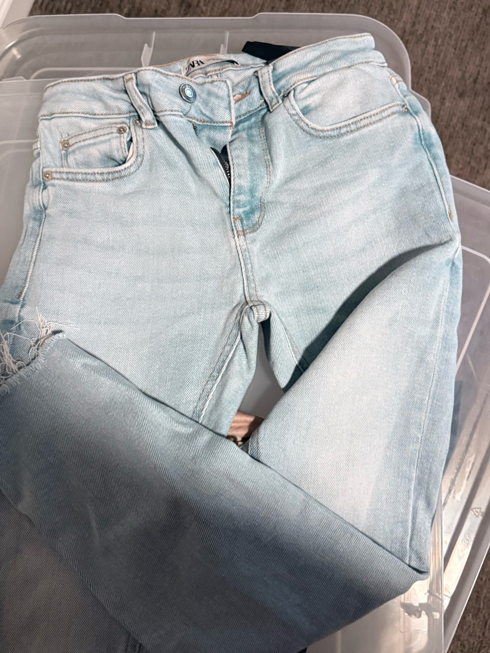 Zara Light Blue High Rise Distressed Jeans - Picture 3 of 5